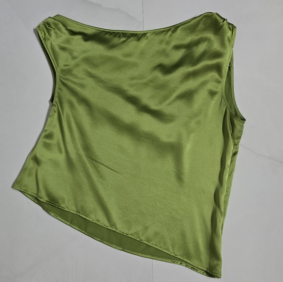 Reformation Annika Silk Top - Avocado - Size 4 - Picture 4 of 10